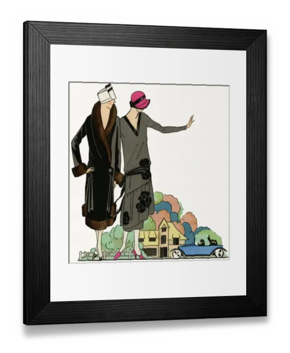 Framed Print : Two ladies in outfits by Jean Patou and Doeuillet Framed Print : Two ladies in outfits by Jean Patou and Doeuillet