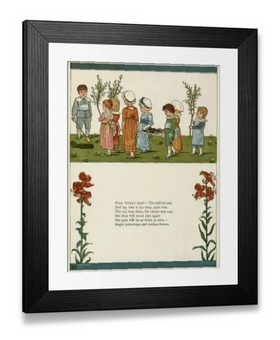 Framed Print : Eight children mourning a dead bird Framed Print : Eight children mourning a dead bird