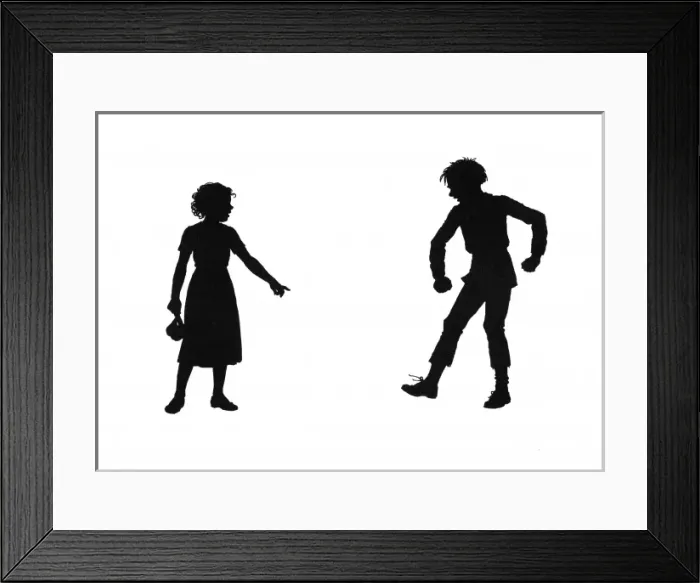 Framed Print : Susan tries to help Dunderpate put his best leg foremost Framed Print : Susan tries to help Dunderpate put his best leg foremost