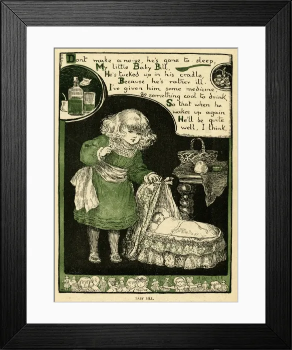 Framed Print : Little girl looking after a sick baby Framed Print : Little girl looking after a sick baby