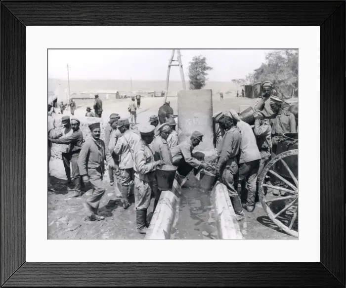 Framed Print : Allied soldiers at a well, Salonika, WW1 Framed Print : Allied soldiers at a well, Salonika, WW1