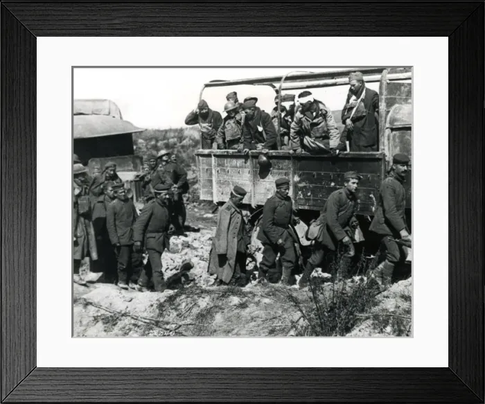 Framed Print : American wounded and German POWs, Argonne, France, WW1 Framed Print : American wounded and German POWs, Argonne, France, WW1