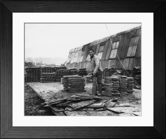 Framed Print : Chinese man, Tank Corps workshop, Teneur, France, WW1 Framed Print : Chinese man, Tank Corps workshop, Teneur, France, WW1