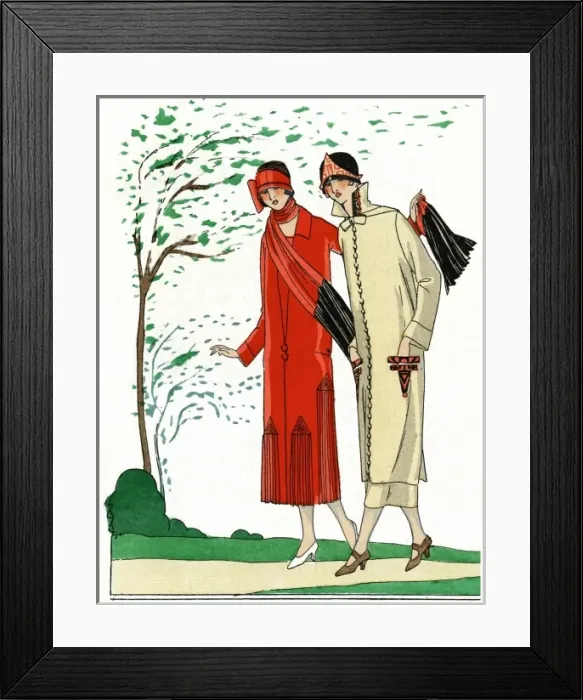 Framed Print : Two ladies in autumn outfits by Bernard and Premet Framed Print : Two ladies in autumn outfits by Bernard and Premet