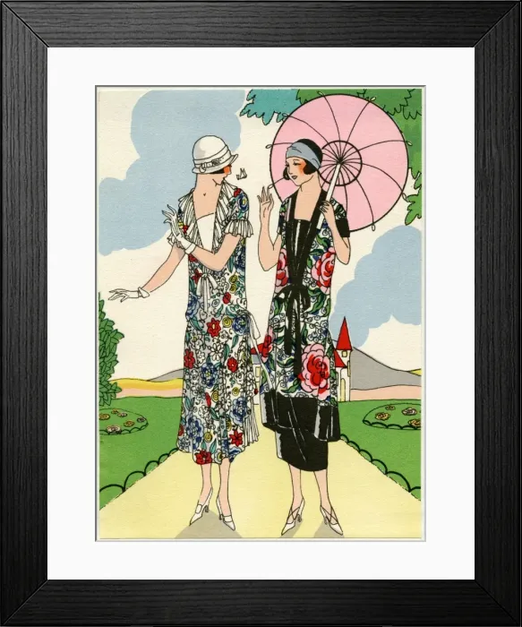 Framed Print : Two young ladies in outfits by Doeuillet Framed Print : Two young ladies in outfits by Doeuillet