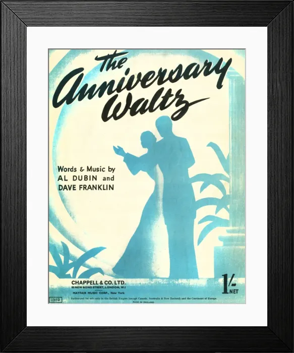 Framed Print : Anniversary Waltz music sheet Framed Print : Anniversary Waltz music sheet
