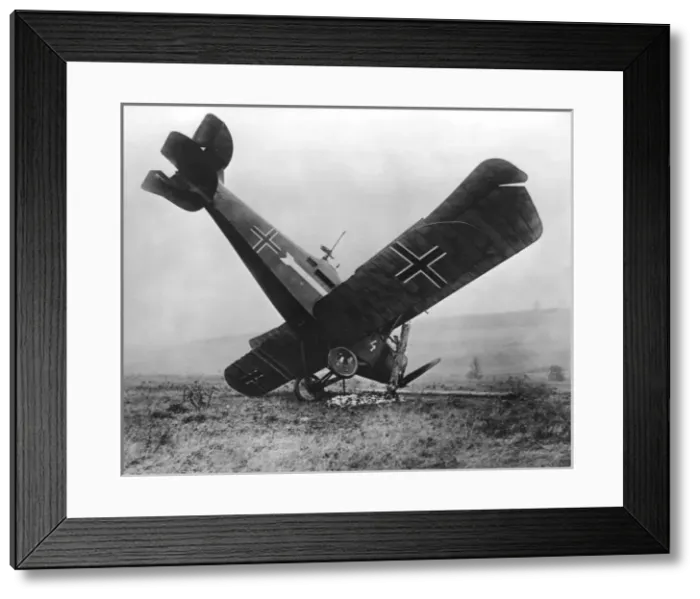 Framed Print : German Hannover CL. II crashed biplane, WW1 Framed Print : German Hannover CL. II crashed biplane, WW1