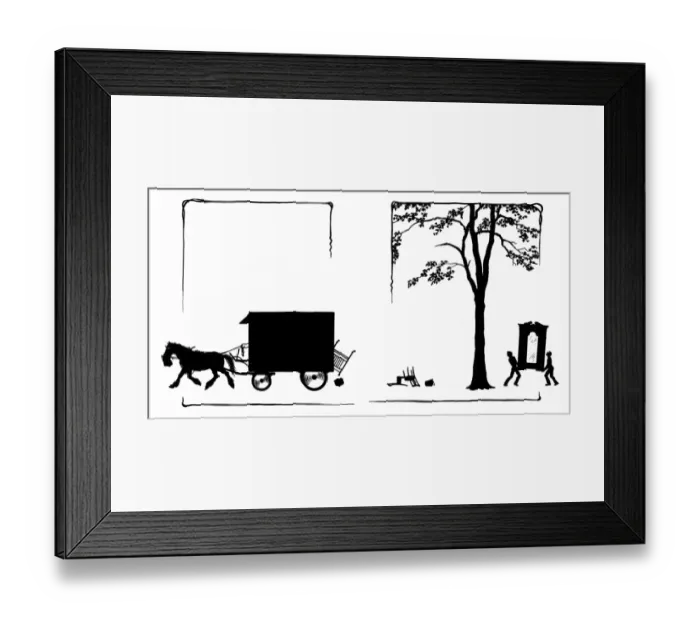 Framed Print : Horse charges off with van Framed Print : Horse charges off with van