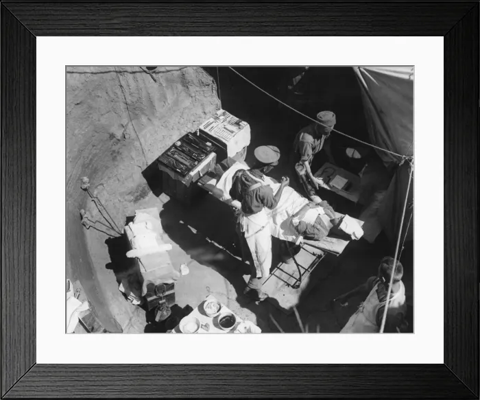 Framed Print : Operation dugout of field ambulance, Western Front, WW1 Framed Print : Operation dugout of field ambulance, Western Front, WW1