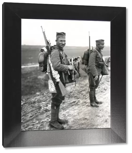 Two Serbian soldiers near Mikra, near Salonika, WW1