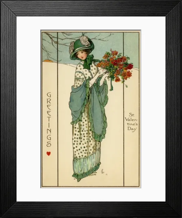 Framed Print : Elegant lady Valentine card