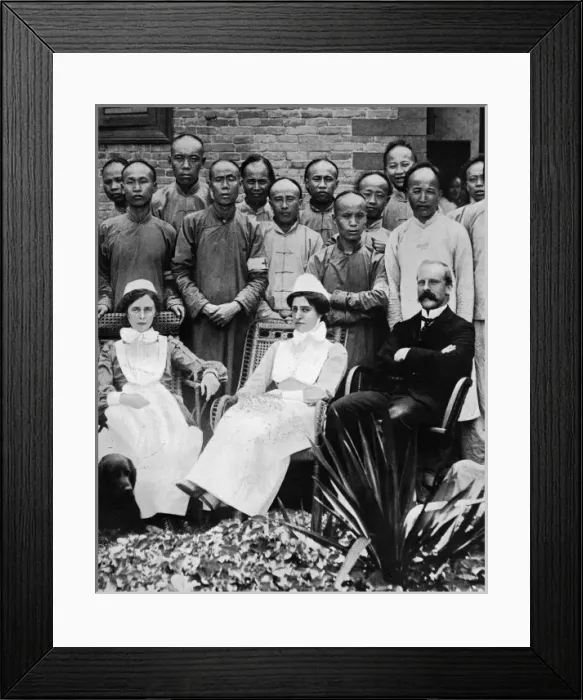 Framed Print : Dr. W. A. Thatchell pictured with blind Chinese boys, Chinese Revolution Framed Print : Dr. W. A. Thatchell pictured with blind Chinese boys, Chinese Revolution