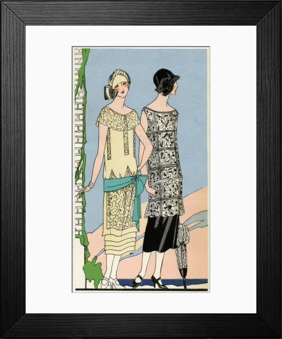 Framed Print : Two young ladies in outfits by Bernard Framed Print : Two young ladies in outfits by Bernard