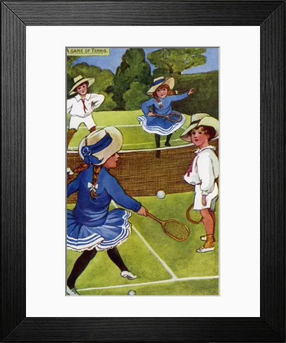 Framed Print : Edwardian children playing tennis