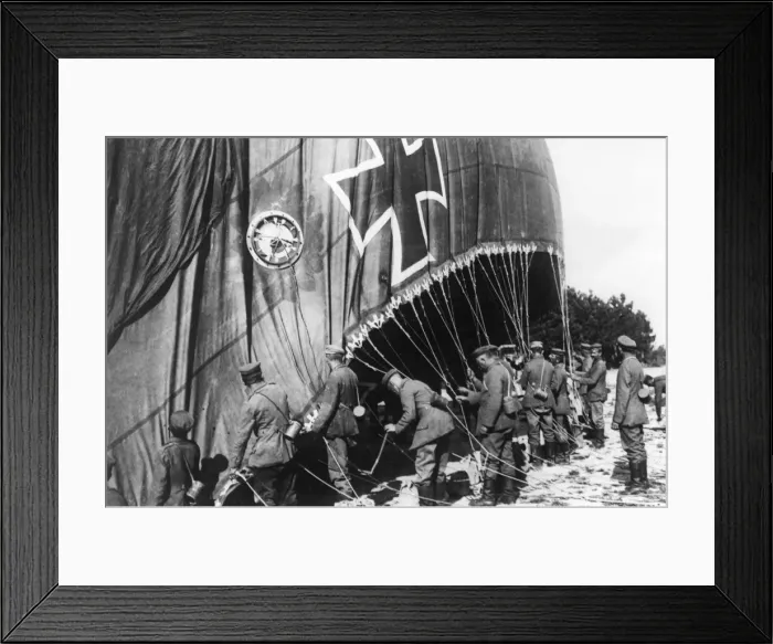 Framed Print : Inflating German observation balloon, Western Front, WW1 Framed Print : Inflating German observation balloon, Western Front, WW1