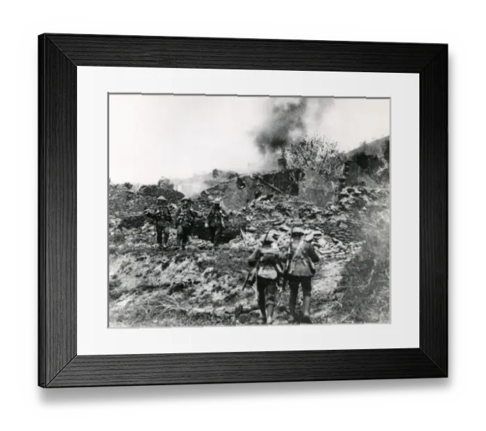Framed Print : Shelled village on Balkan Front, WW1 Framed Print : Shelled village on Balkan Front, WW1