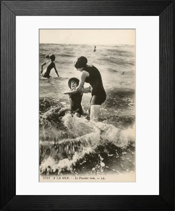 Framed Print : Little boys first traumatic experience of the sea Framed Print : Little boys first traumatic experience of the sea