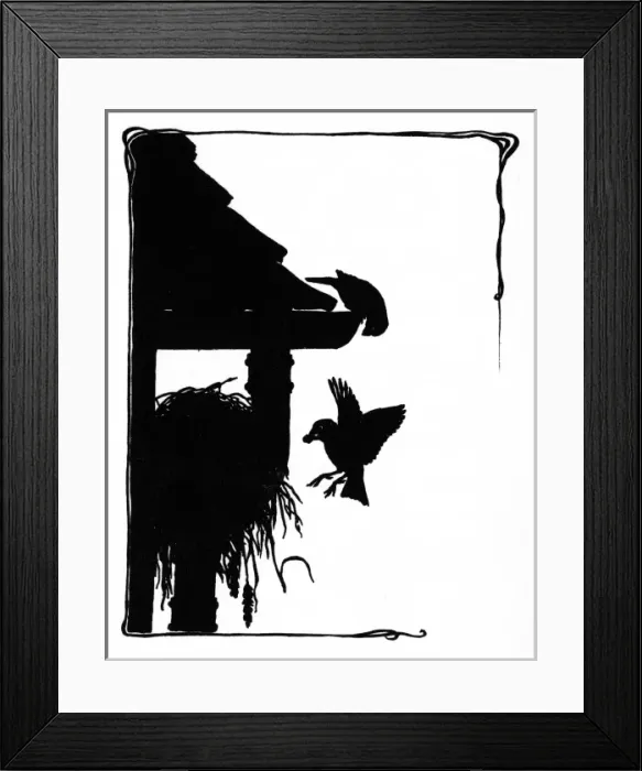 Framed Print : Two sparrows and their nest