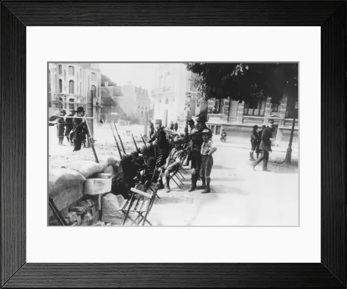 Framed Print : Belgian soldiers in street scene, Belgium, WW1 Framed Print : Belgian soldiers in street scene, Belgium, WW1