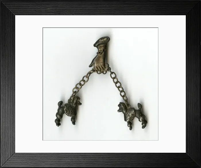 Framed Print : Brooch -- hand taking two poodles for a walk Framed Print : Brooch -- hand taking two poodles for a walk