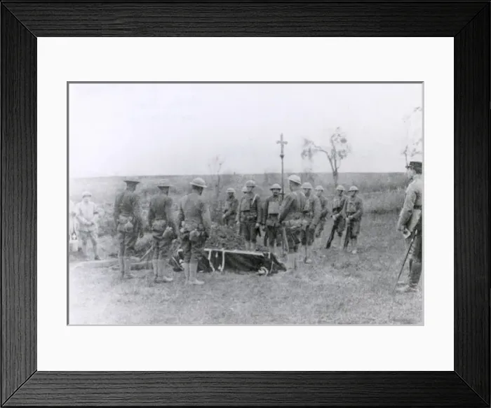 Framed Print : Burial of early American casualty, France, WW1 Framed Print : Burial of early American casualty, France, WW1
