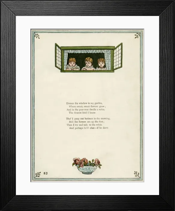 Framed Print : Three children looking out of a window Framed Print : Three children looking out of a window