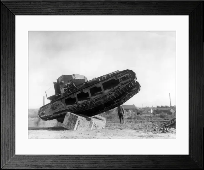 Framed Print : Captured British Whippet tank on Western Front, WW1 Framed Print : Captured British Whippet tank on Western Front, WW1