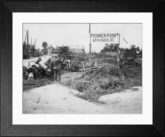 Framed Print : Captured German engineer park, Western Front, WW1 Framed Print : Captured German engineer park, Western Front, WW1