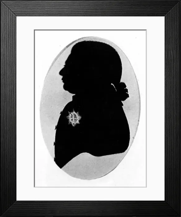 Framed Print : Silhouette portrait of King George III Framed Print : Silhouette portrait of King George III