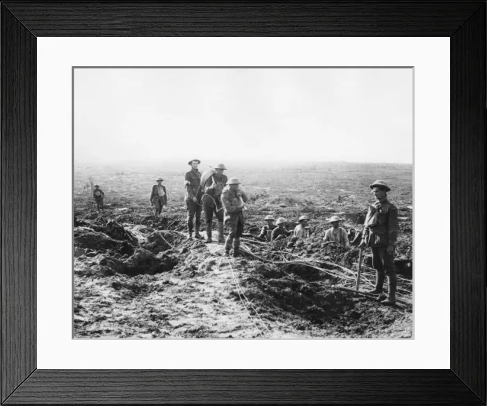 Framed Print : Australian Signals laying cable near Albert, France, WW1 Framed Print : Australian Signals laying cable near Albert, France, WW1