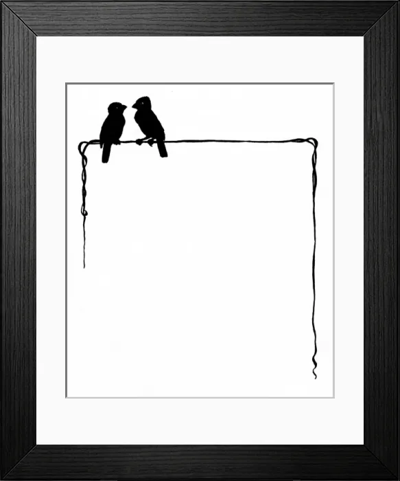Framed Print : Two sparrows perched at the top of the first page Framed Print : Two sparrows perched at the top of the first page