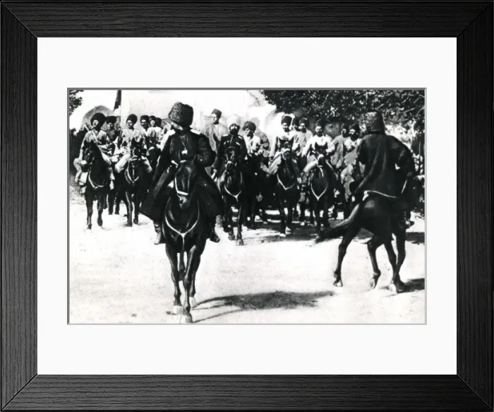 Framed Print : Russian troops entering a Persian town, WW1 Framed Print : Russian troops entering a Persian town, WW1
