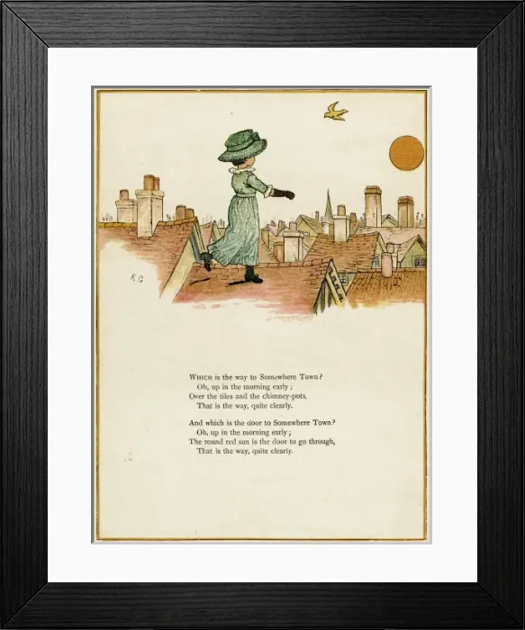 Framed Print : Little girl walking across the rooftops Framed Print : Little girl walking across the rooftops