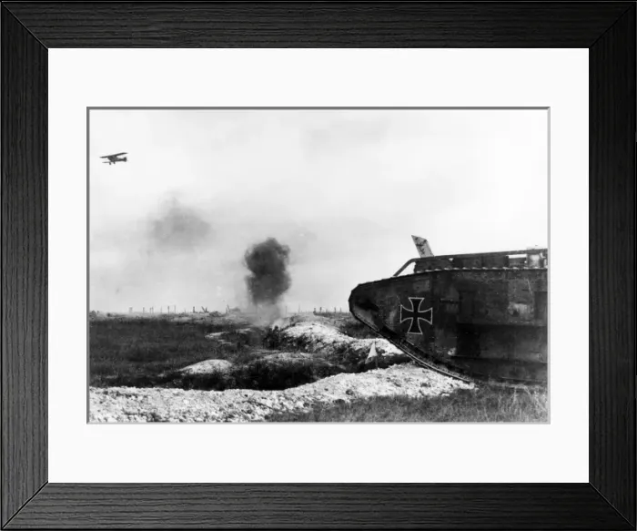 Framed Print : Captured British tank with German markings, WW1 Framed Print : Captured British tank with German markings, WW1