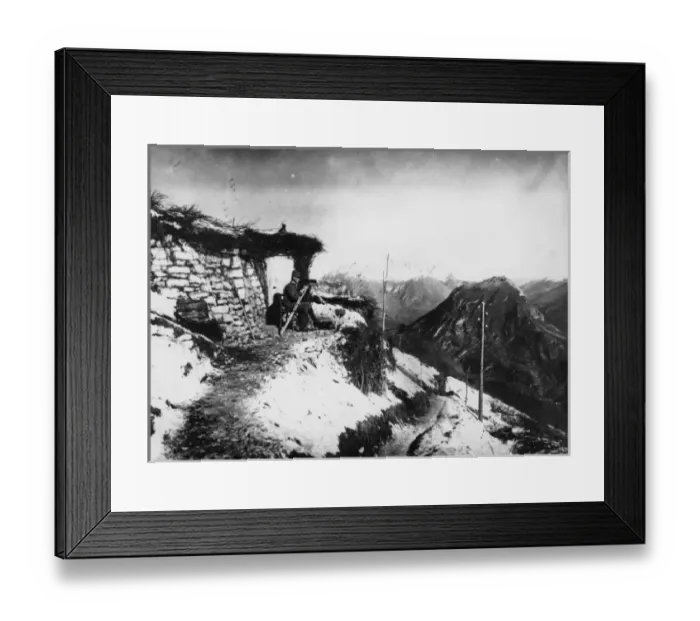 Framed Print : Austrian artillery observer in the Alps, WW1 Framed Print : Austrian artillery observer in the Alps, WW1