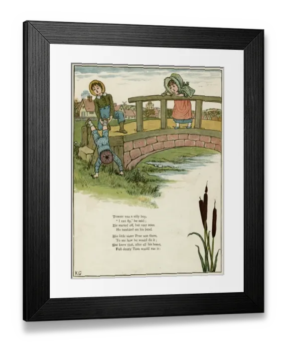 Framed Print : Three children playing on a bridge Framed Print : Three children playing on a bridge