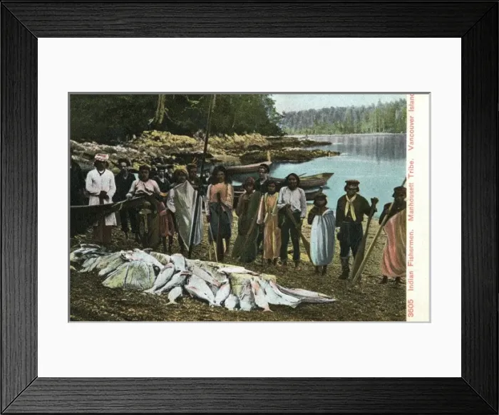 Framed Print : Vancouver Island - Manhousett Tribe Fishermen Framed Print : Vancouver Island - Manhousett Tribe Fishermen