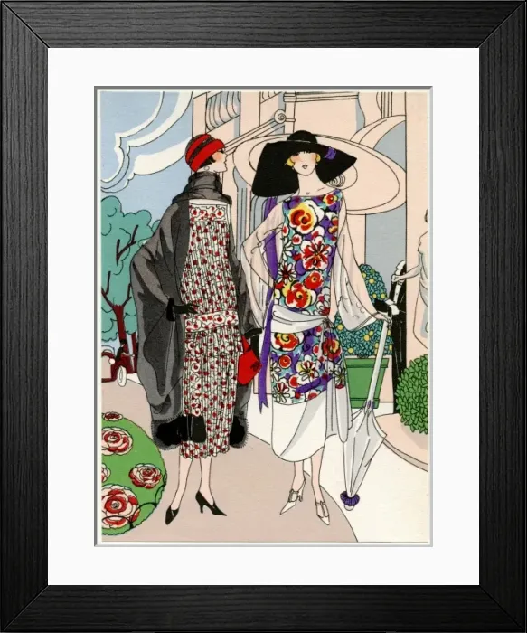 Framed Print : Two ladies in outfits by Drecoll and Madeleine et Madeleine Framed Print : Two ladies in outfits by Drecoll and Madeleine et Madeleine