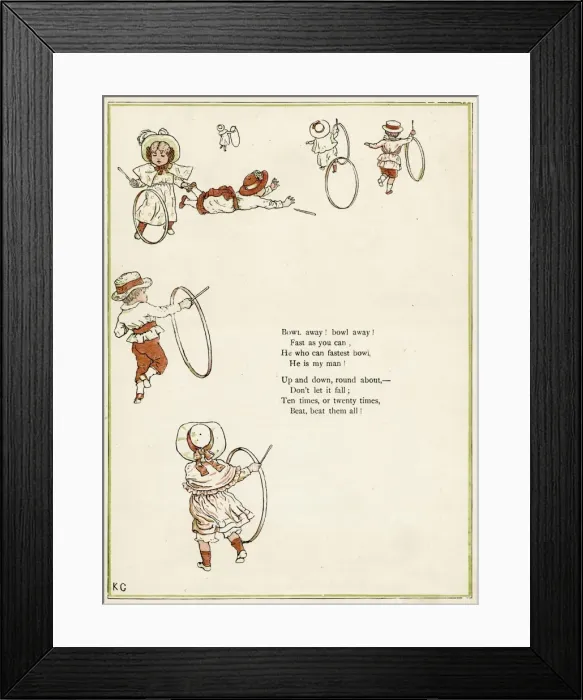 Framed Print : Children playing with hoops and sticks Framed Print : Children playing with hoops and sticks