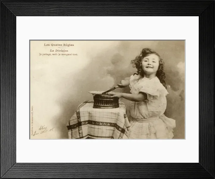 Framed Print : Young French girl practising her division Framed Print : Young French girl practising her division