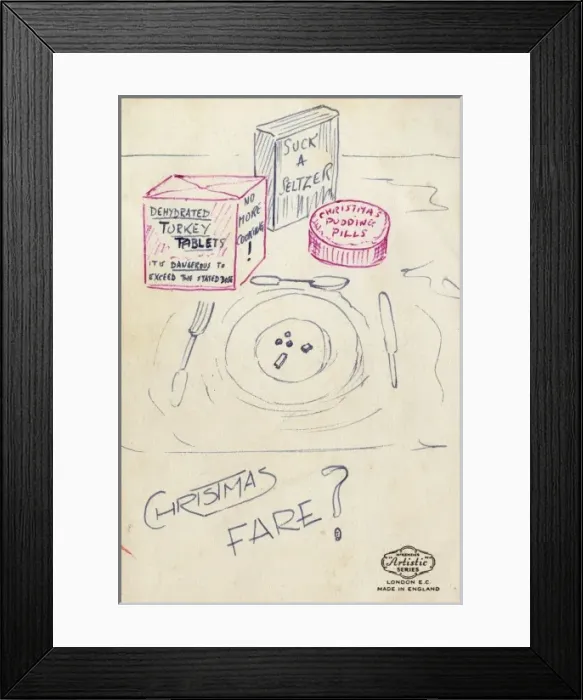 Framed Print : World War Two Rationing - Christmas Dinner in pill form Framed Print : World War Two Rationing - Christmas Dinner in pill form