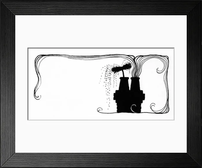 Framed Print : Chimney pots with sweeps brush poking out Framed Print : Chimney pots with sweeps brush poking out