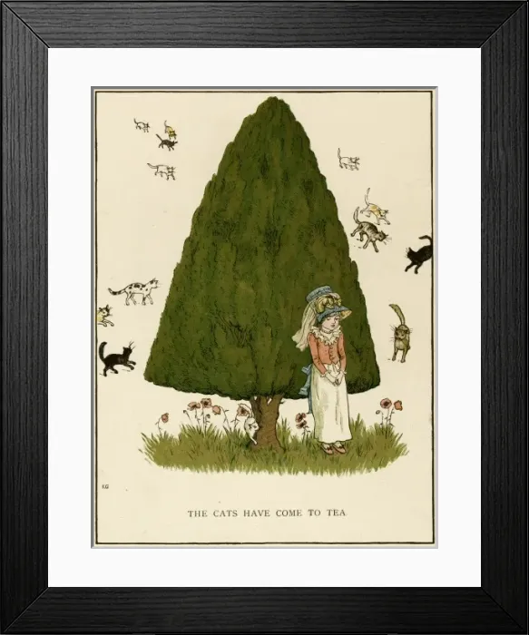 Framed Print : Illustration, The Cats Have Come to Tea Framed Print : Illustration, The Cats Have Come to Tea