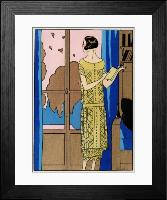 Framed Print : Young lady in day dress by Doucet Framed Print : Young lady in day dress by Doucet