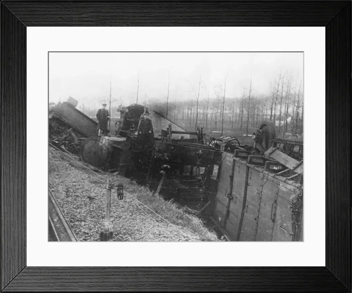 Framed Print : Derailed train near Antwerp, Belgium, WW1 Framed Print : Derailed train near Antwerp, Belgium, WW1