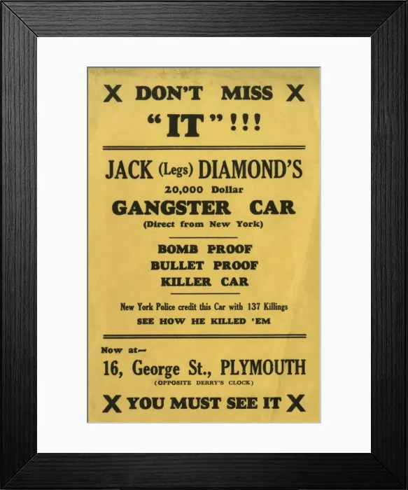 Framed Print : The exhibit of the car of Gangster Jack Legs Diamond Framed Print : The exhibit of the car of Gangster Jack Legs Diamond