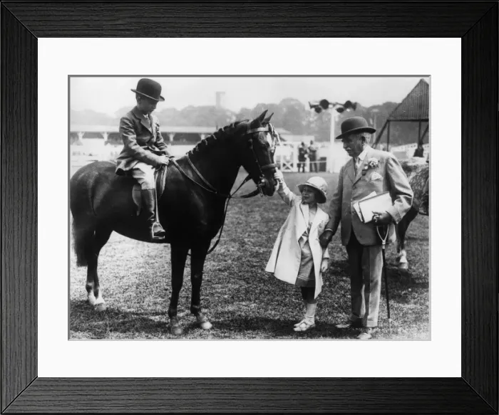 Framed Print : Princess Elizabeth stroking a pony Framed Print : Princess Elizabeth stroking a pony