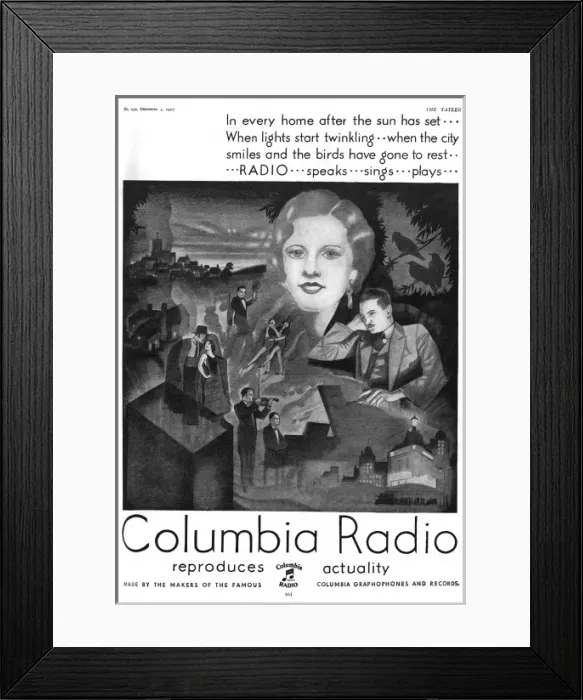 Framed Print : Columbia radio advertisement Framed Print : Columbia radio advertisement