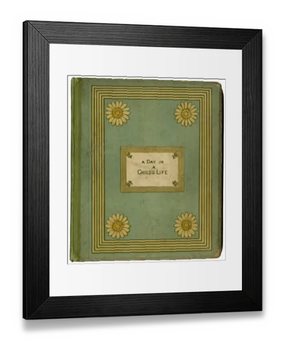 Framed Print : Cover design, A Day in a Childs Life, Kate Greenaway Framed Print : Cover design, A Day in a Childs Life, Kate Greenaway