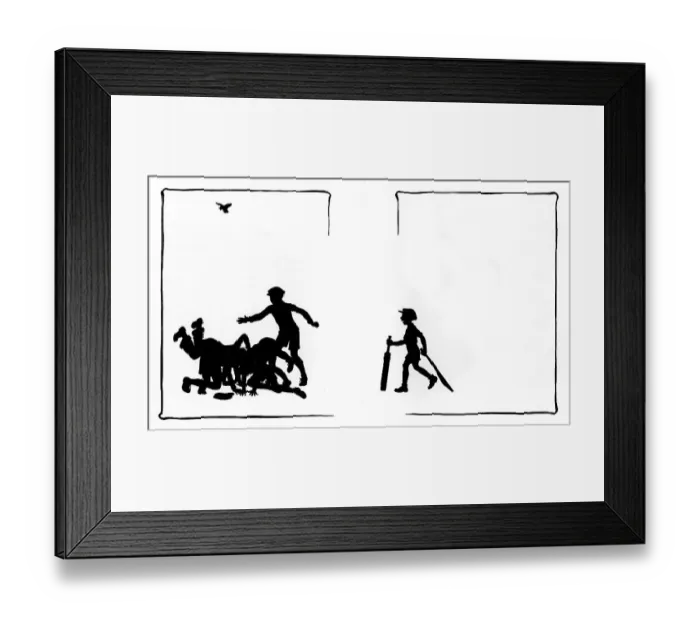 Framed Print : The boys recover their cricket score sheet Framed Print : The boys recover their cricket score sheet